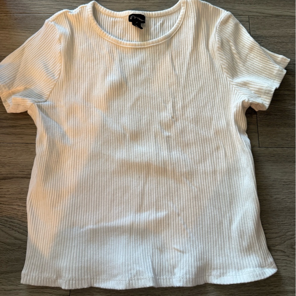 art class White Ribbed Crop Top